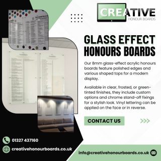 Looking for a modern alternative to a traditional way of displaying honours? Take a look at our ever popular glass effect honours boards #glasseffecthonoursboards #honoursboards