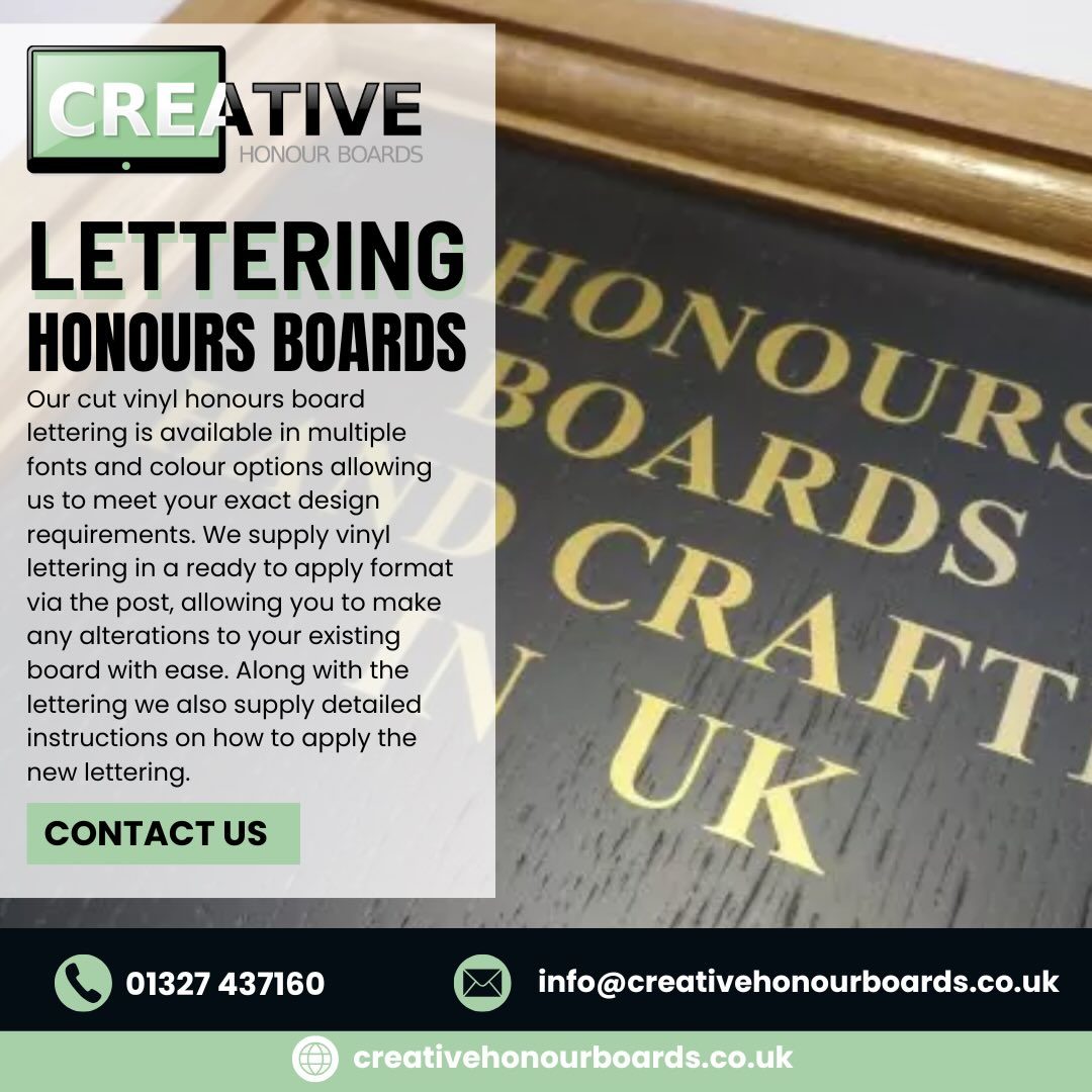 If your club is looking to update their honours board let us know. Even if we did not produce the board originally we can help. Call us now!