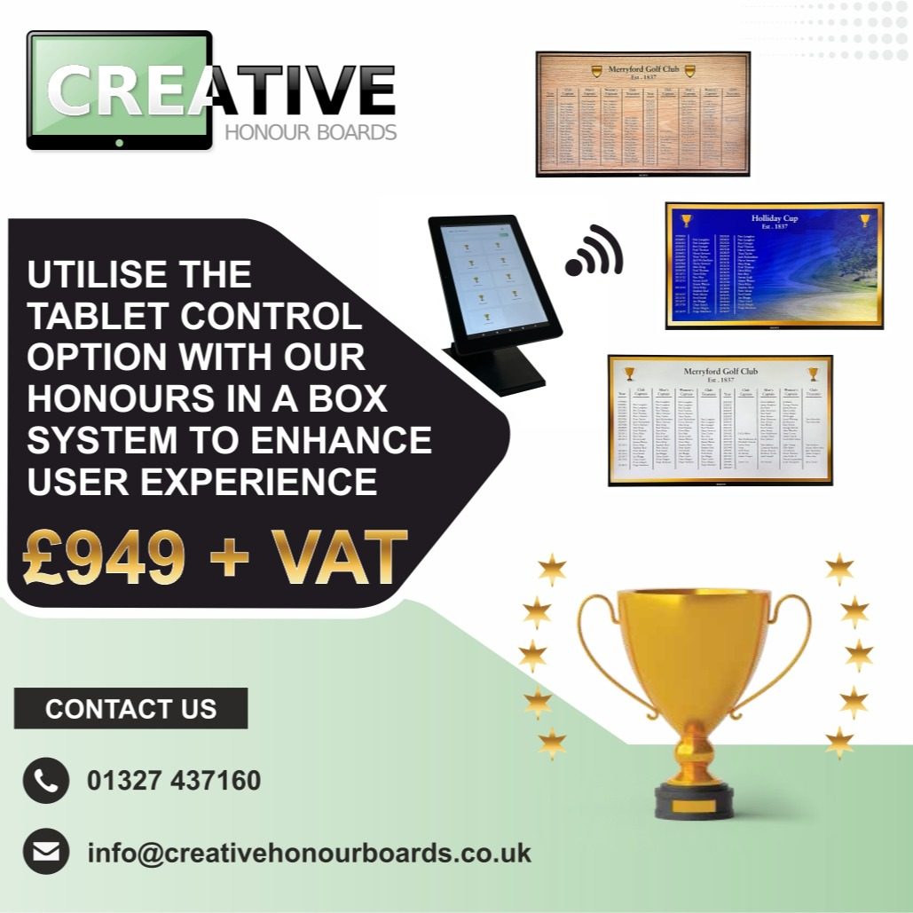 Looking to control the content with our 'Honours in a Box' system and find specific awards to view. Add our tablet control platform to the package and enjoy this enhanced functionality.