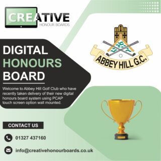 A huge welcome to Abbey Hill Golf Club for joining our digital honours board system. Excited to welcome you on board.