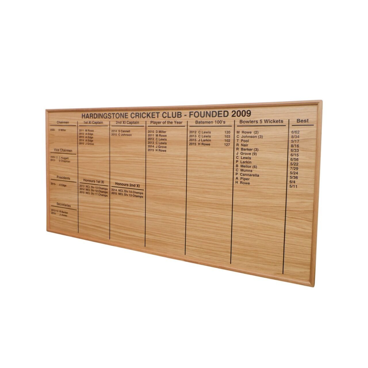 Wooden Honours Board Straight Top