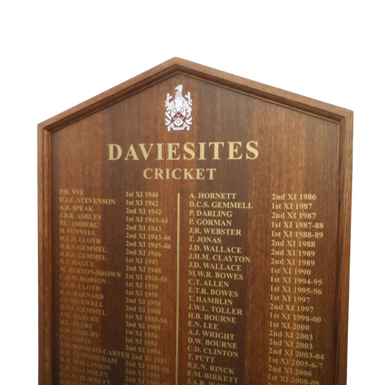 Traditional Wooden Honours Board Gable Top