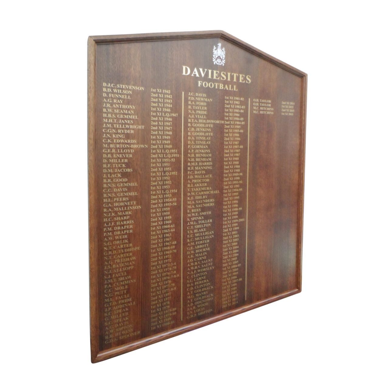 Traditional Wooden Honours Board Gable Top