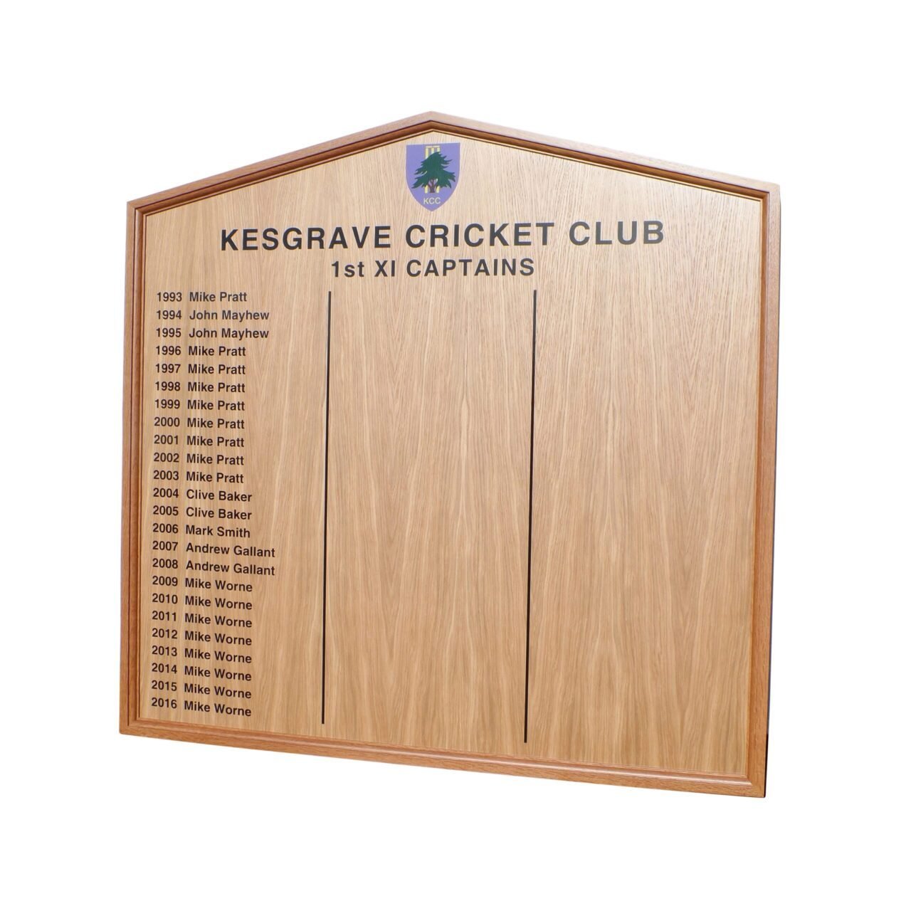 Traditional Wooden Honours Board Gable Top