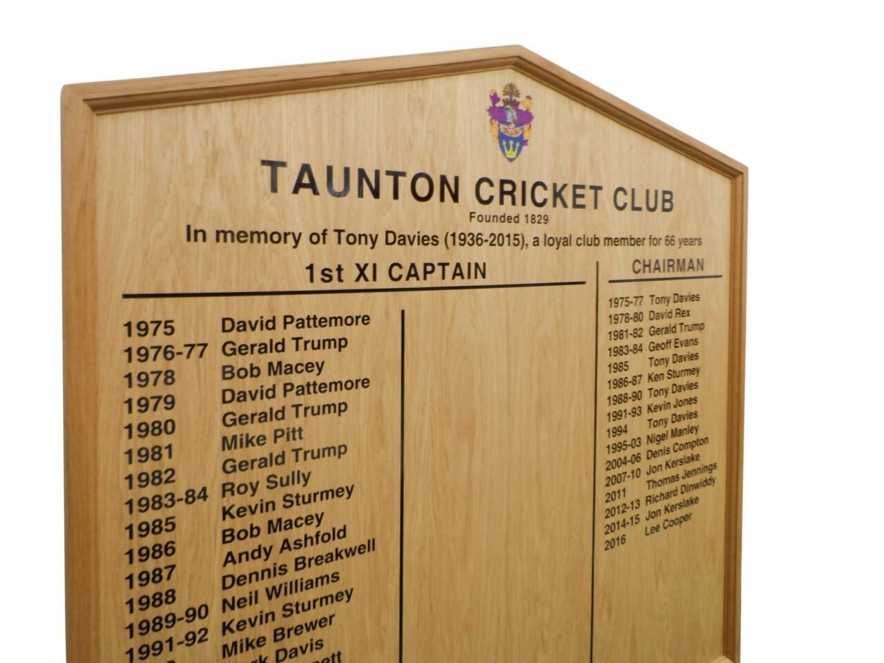 Light Oak Wooden Honours Board Gable Top
