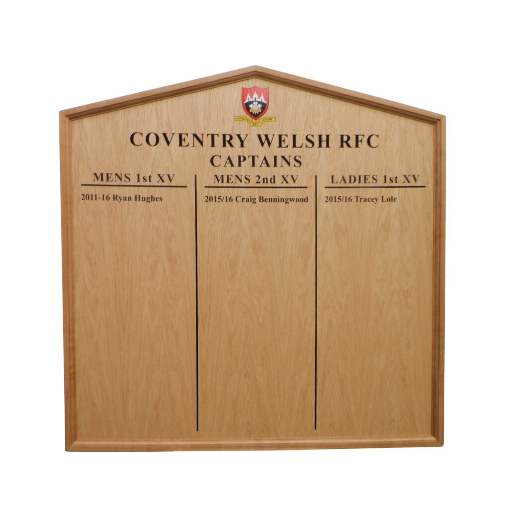 Light Oak Wooden Honours Board Gable Top