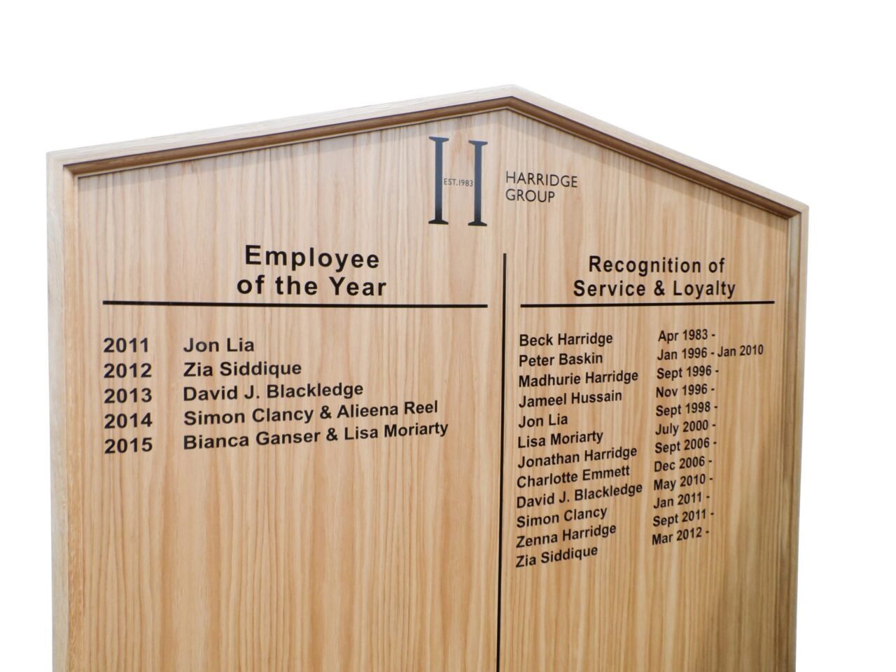 Wooden Honours Board Gable Top