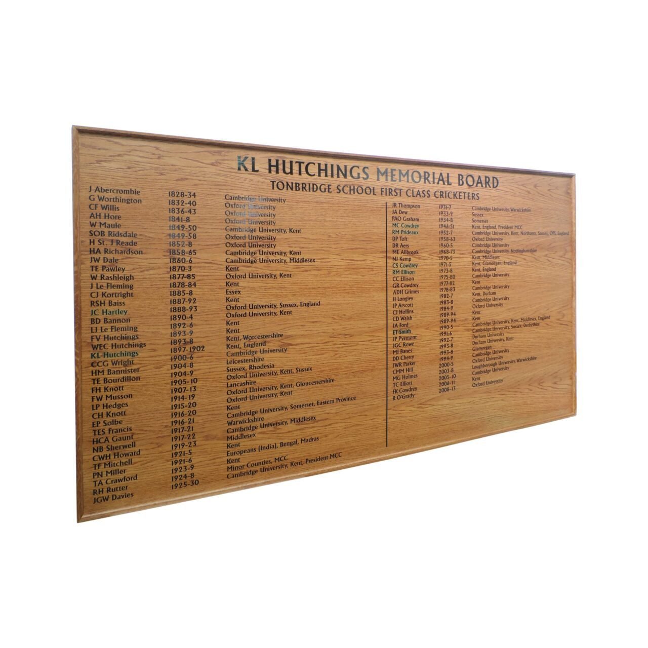 Traditional Wooden Honours Board Mid Oak
