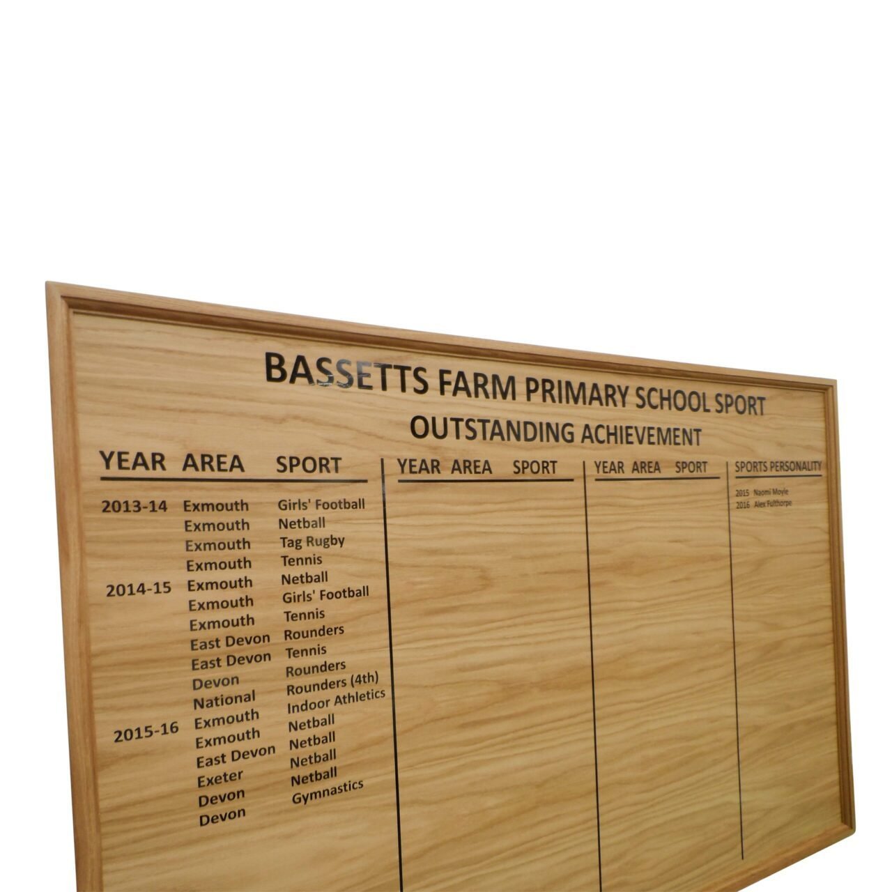 Traditional Wooden Honours Board Straight Top