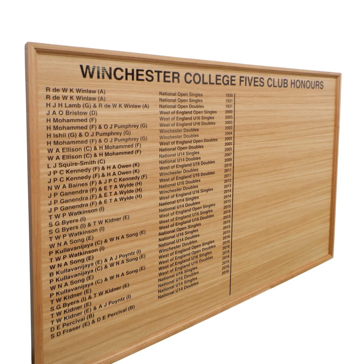 Traditional Wooden Honours Board