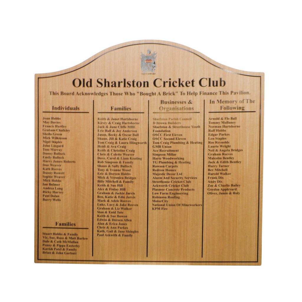 Budget Honours Board Hill Top Light Oak