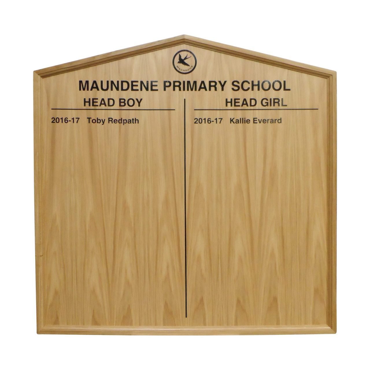 Gable Top Wooden Honours Board Light Oak