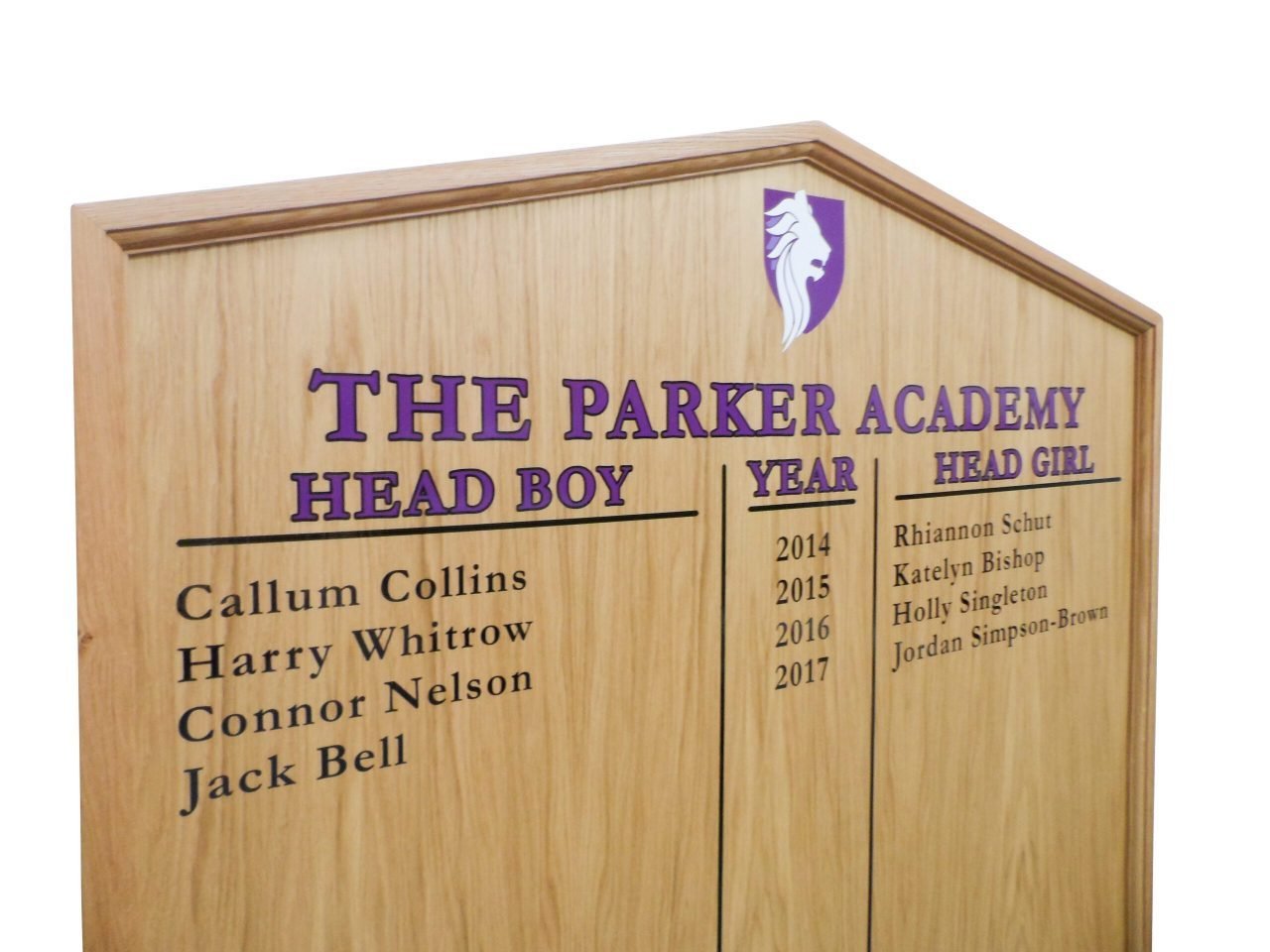 Traditional Wooden Honours Board Gable Top