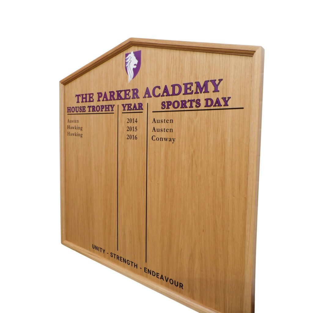 Traditional Wooden Honours Board Gable Top