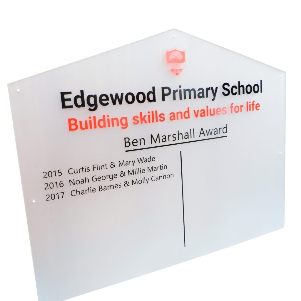 Frosted Acrylic Honours Board Gable Top