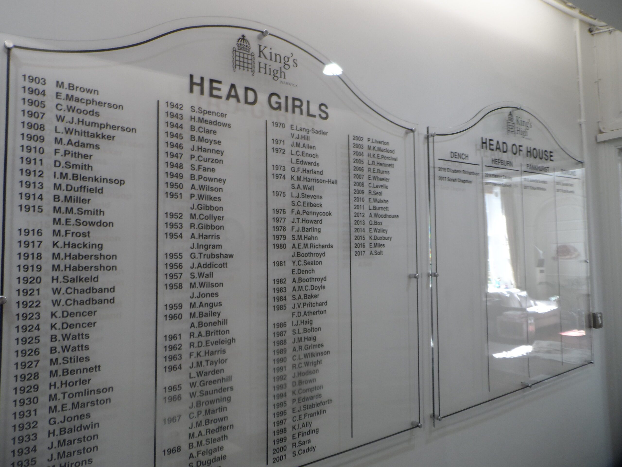 Glass Effect Acrylic Honours Boards