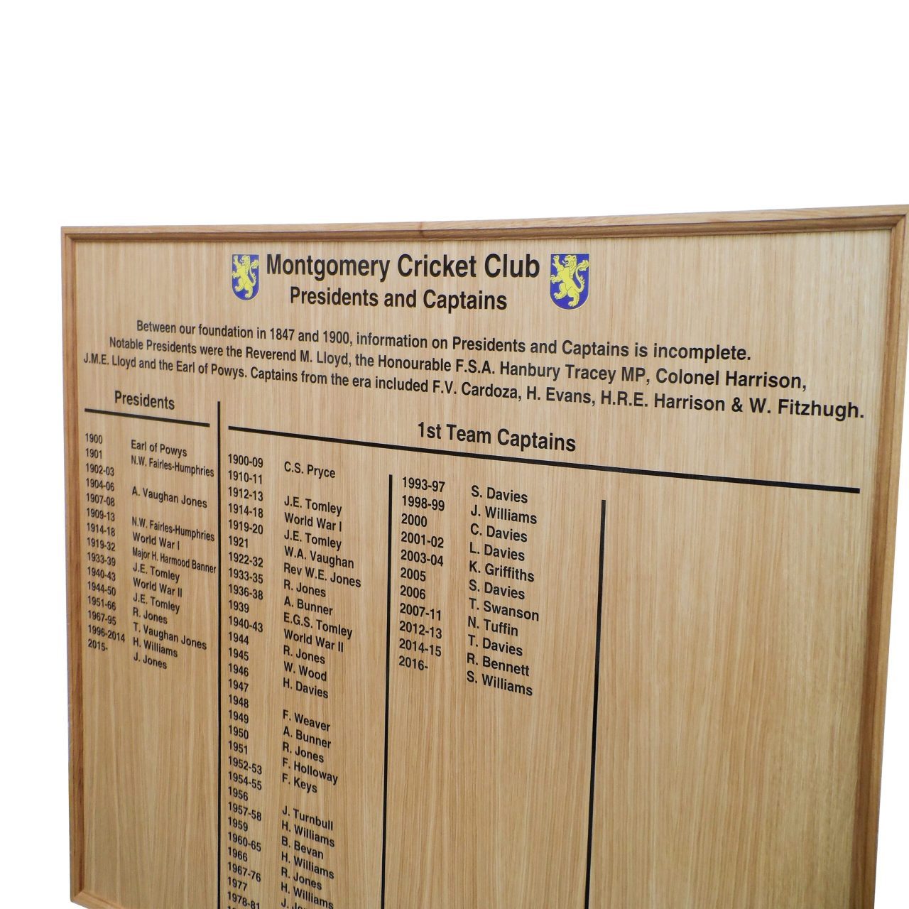 Traditional Wooden Honours Board