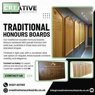 Looking for a high quality wooden honours board with a solid oak moulding and variety of shapes and finishes. Here at CHB we love our traditional honours boards and so do our clients. Take a look at our website for examples of this stunning board style #honoursboard