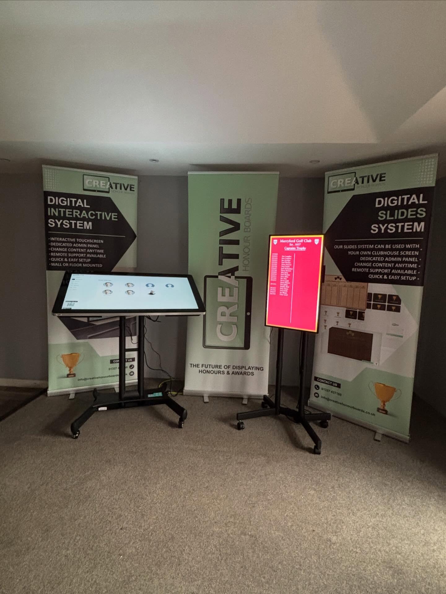 On the road again today with another demonstration of our digital honours board system. If your club would like a demo give us a call on 01327 437160.